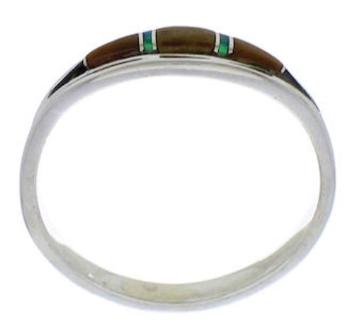 Southwest Sterling Silver Multicolor Tiger Eye Ring Size 7-1/4 ZX36679